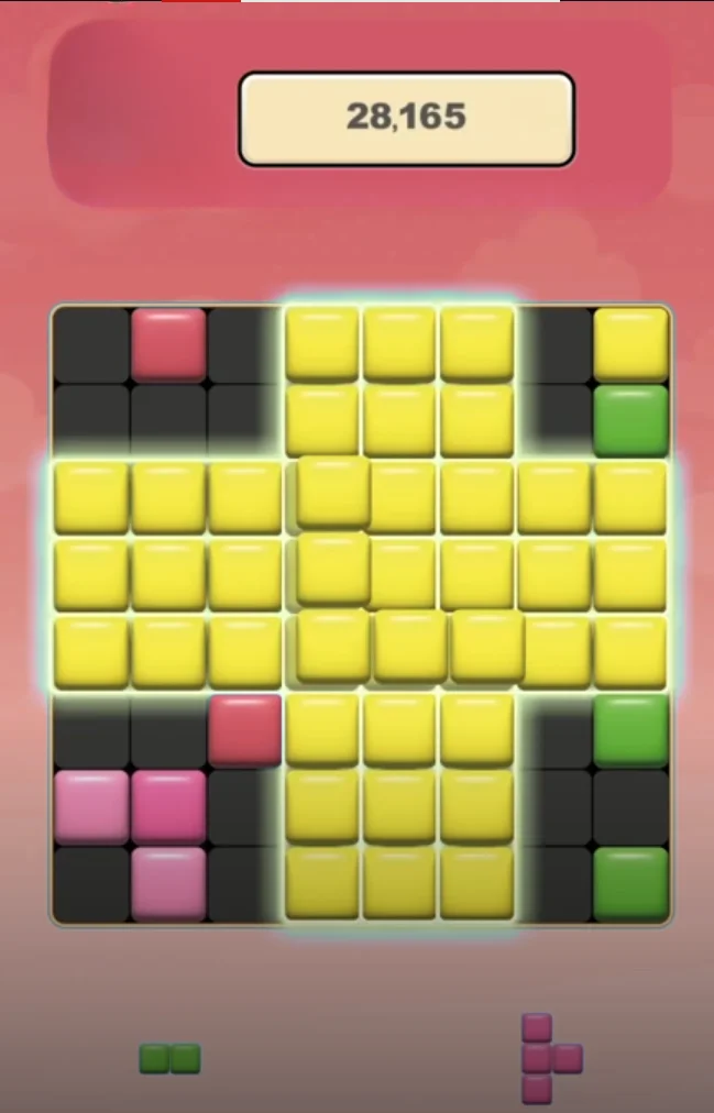 Block Blast board example showing problematic placement that kills a high score run
